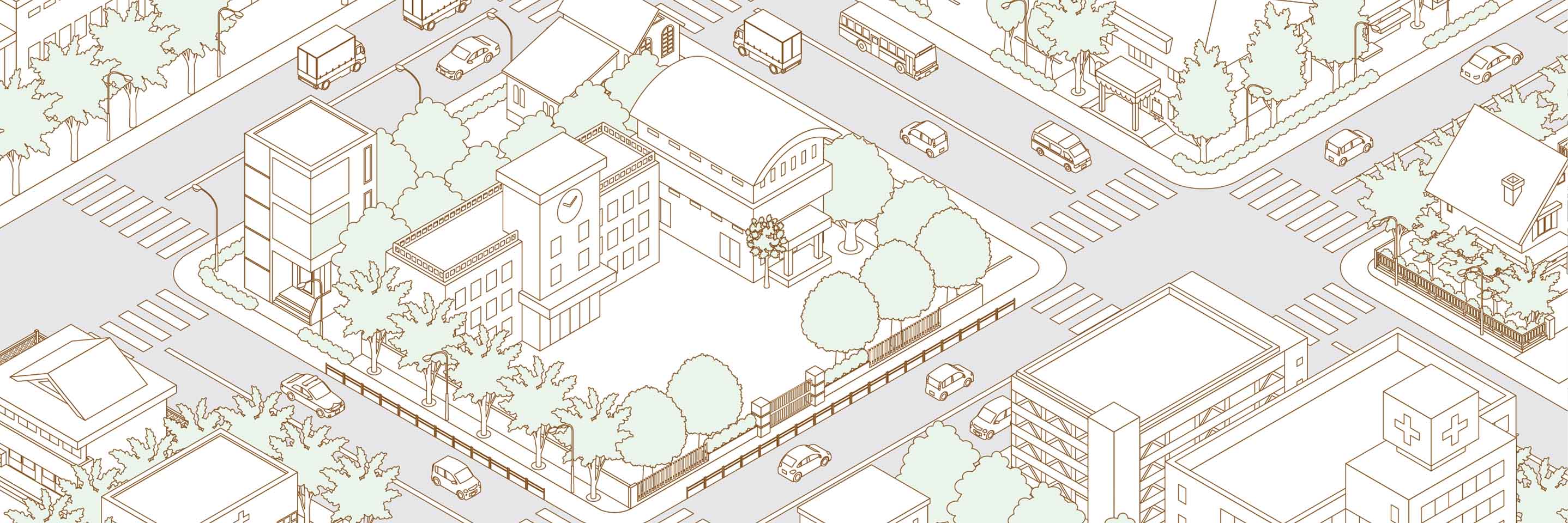 街の風景俯瞰イラスト